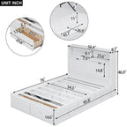 Holz-Hydraulikbett mit Stauraum, LED-Kopfteil, Ladestation und 2 Schubladen, Grau