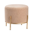 Kari Sherpa & Goldfinished Metal Stool