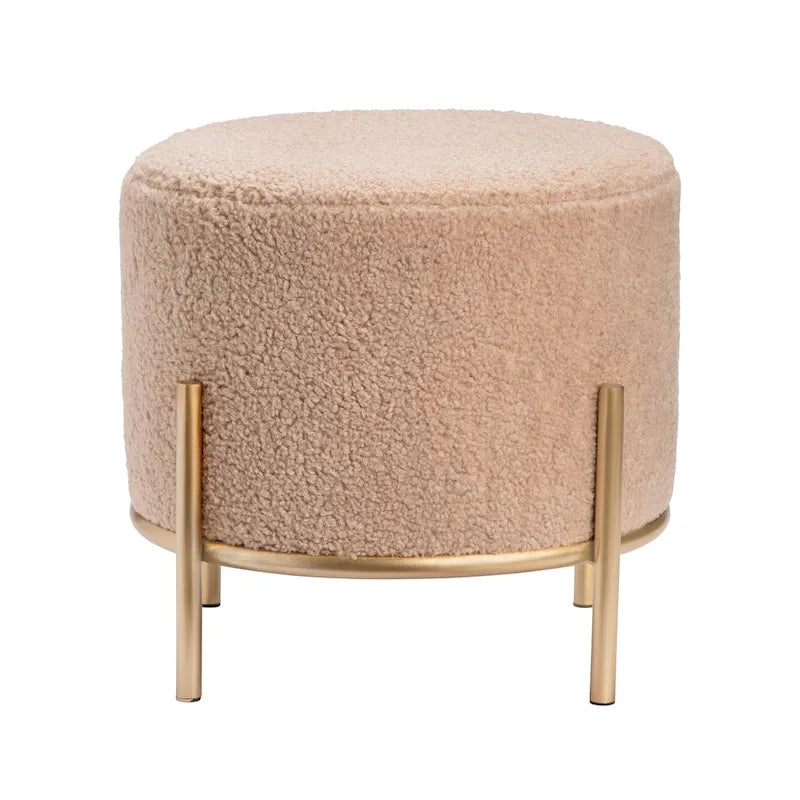 Hocker aus Sherpa und goldfarbenem Metall
