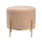Hocker aus Sherpa und goldfarbenem Metall