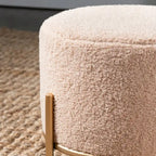 Hocker aus Sherpa und goldfarbenem Metall