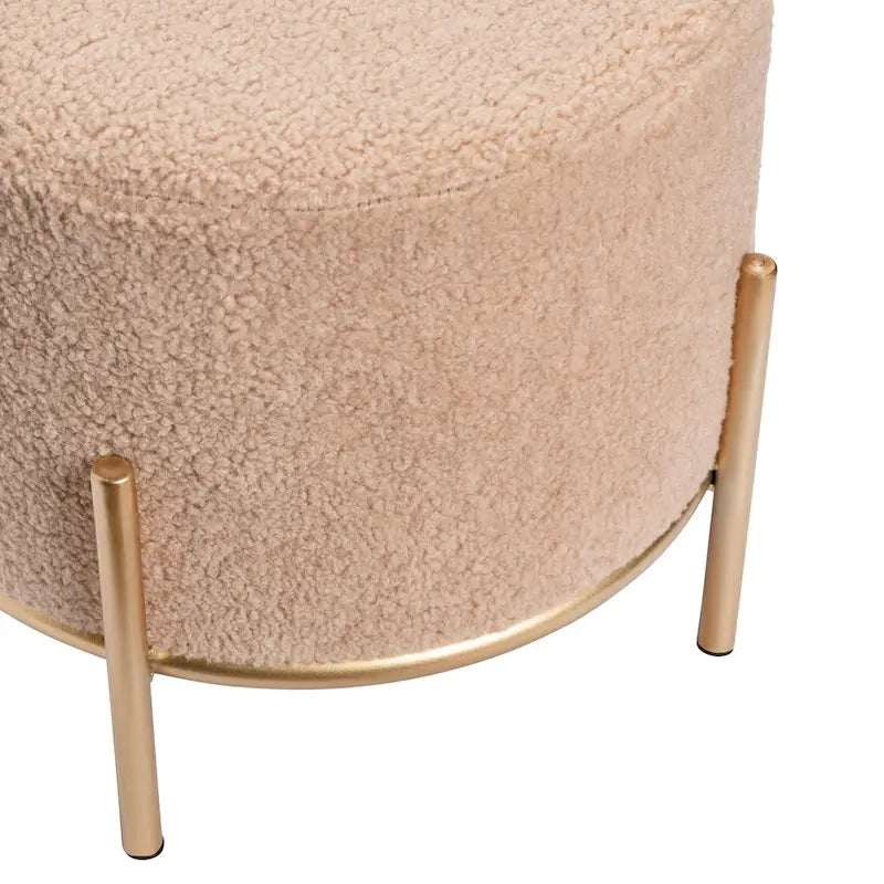 Hocker aus Sherpa und goldfarbenem Metall
