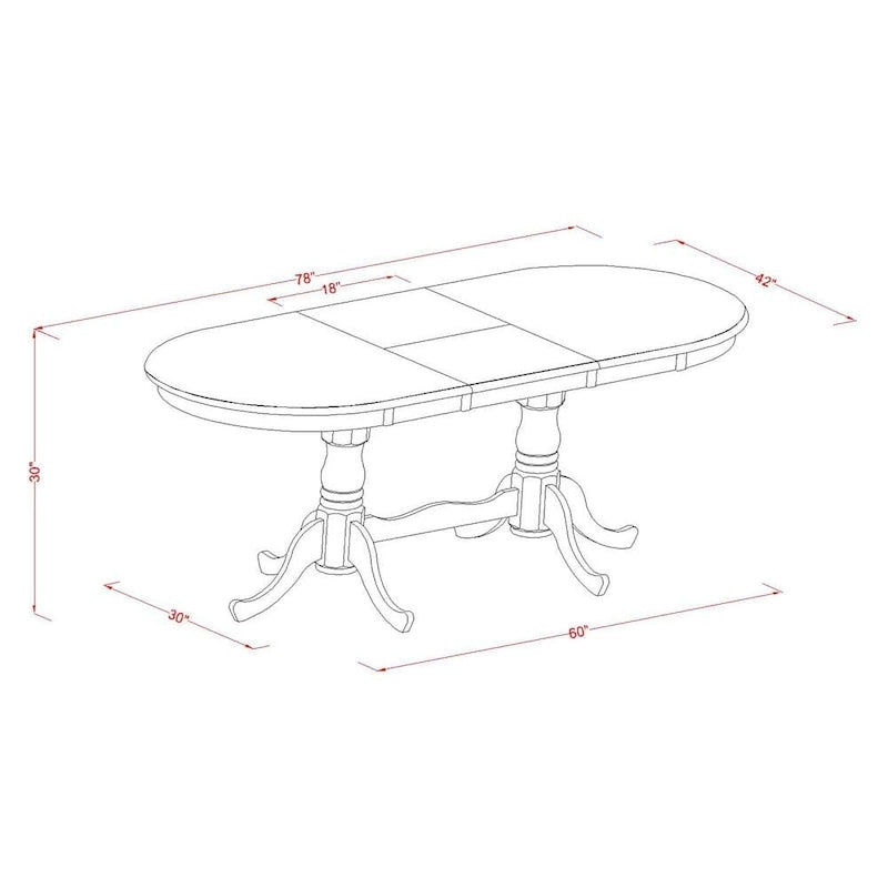 Mesa de comedor: tablero ovalado y base de doble pedestal (opciones de acabado)