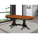 Mesa de comedor: tablero ovalado y base de doble pedestal (opciones de acabado)