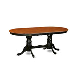 Mesa de comedor: tablero ovalado y base de doble pedestal (opciones de acabado)