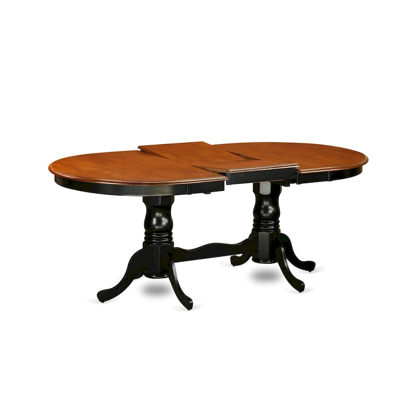 Mesa de comedor: tablero ovalado y base de doble pedestal (opciones de acabado)