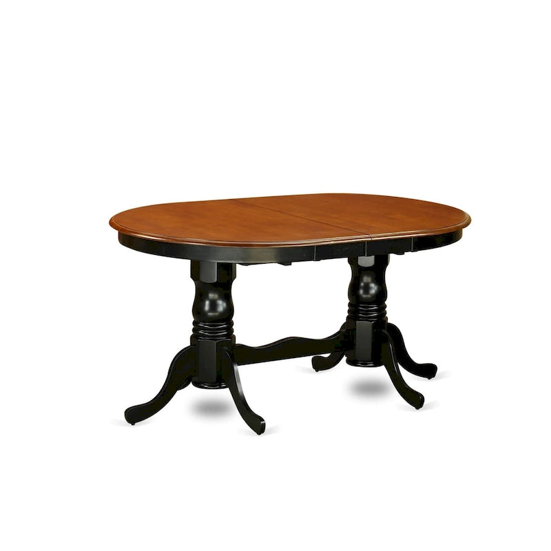 Mesa de comedor: tablero ovalado y base de doble pedestal (opciones de acabado)