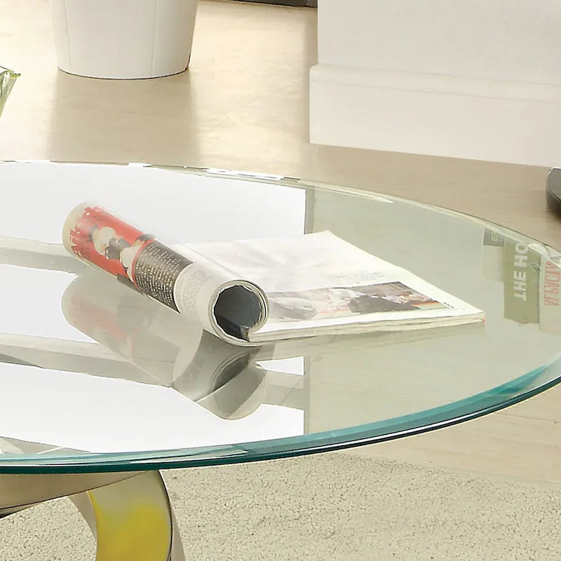 Moderner Couchtisch aus Glas und Silber, 38 Zoll, von