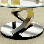 Moderner Couchtisch aus Glas und Silber, 38 Zoll, von