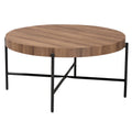 Industrial Walnut Brown Finished Wood and Black Metal Coffee Table