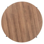 Industrial Walnut Brown Finished Wood and Black Metal Coffee Table