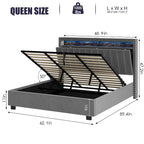 Letto con testiera contenitore a gas con luci LED - Misura