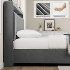 Letto con testiera contenitore a gas con luci LED - Misura