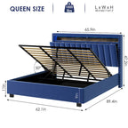 Letto con testiera contenitore a gas con luci LED - Misura