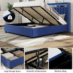 Letto con testiera contenitore a gas con luci LED - Misura