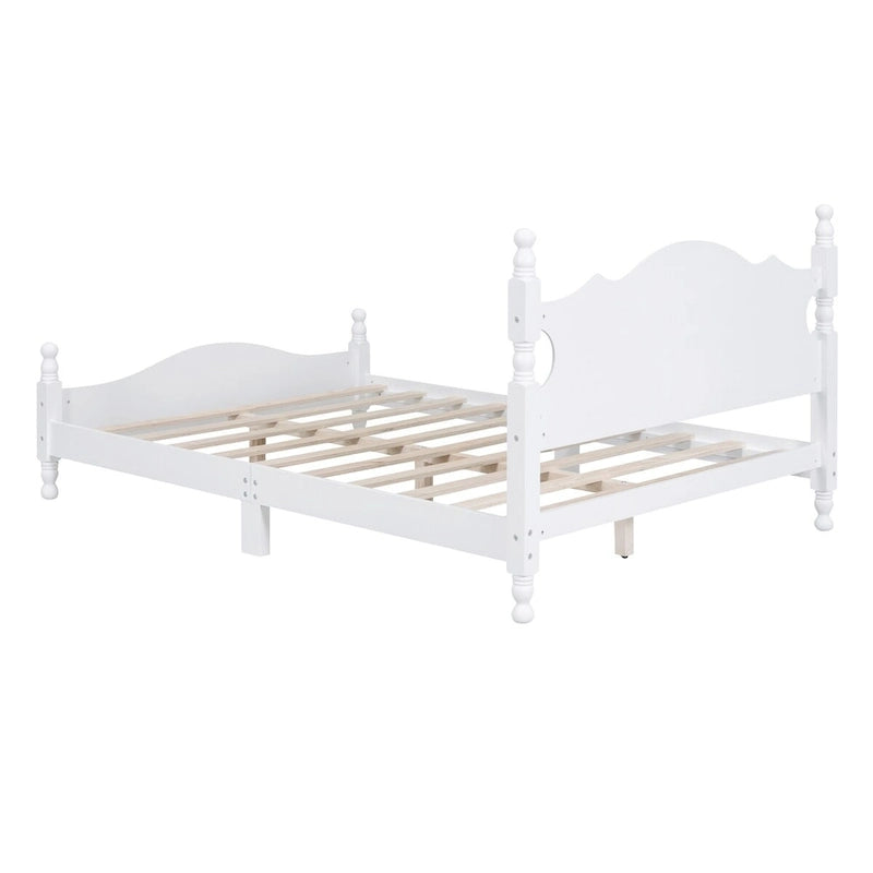 Retro Style Frame with Headboard and Wooden Slat Support