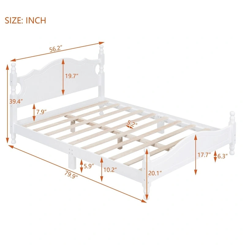 Retro Style Frame with Headboard and Wooden Slat Support