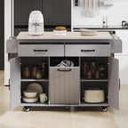 Isola cucina con ruote e cestino dei rifiuti, carrello da cucina con anta a ribalta, ripiano regolabile