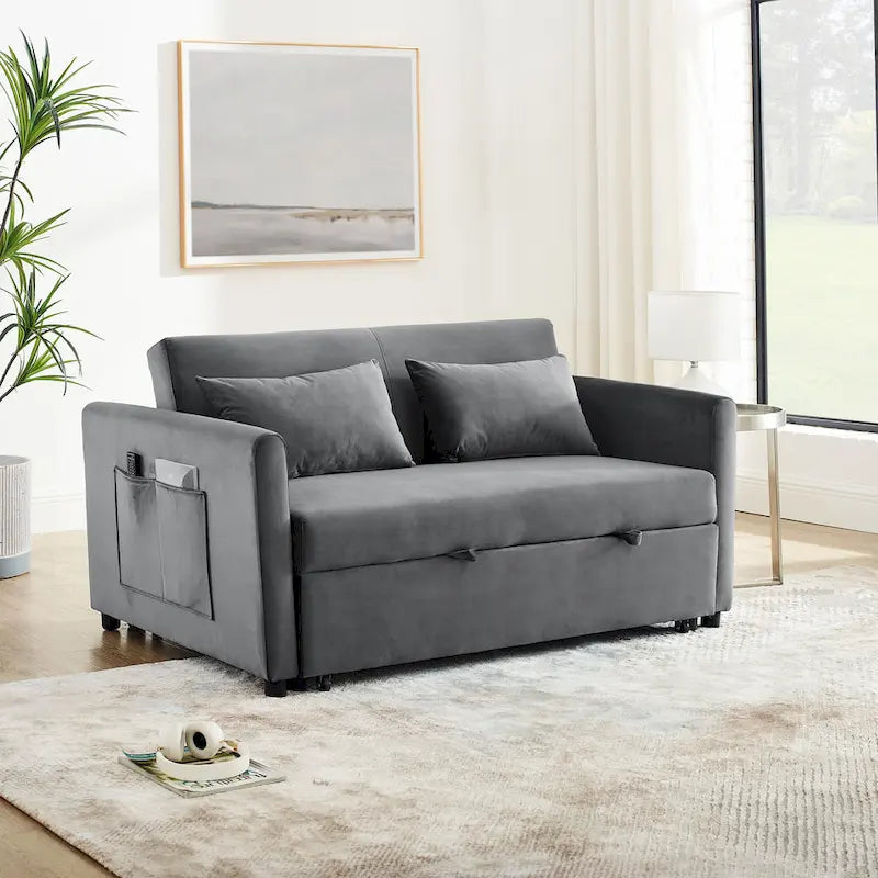 Divano letto trasformabile, divano doppio versatile 3 in 1 con letto estraibile