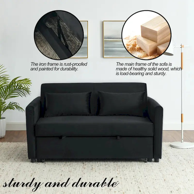Sofá cama convertible, sofá doble versátil 3 en 1 con cama extraíble