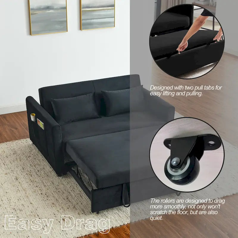 Sofá cama convertible, sofá doble versátil 3 en 1 con cama extraíble