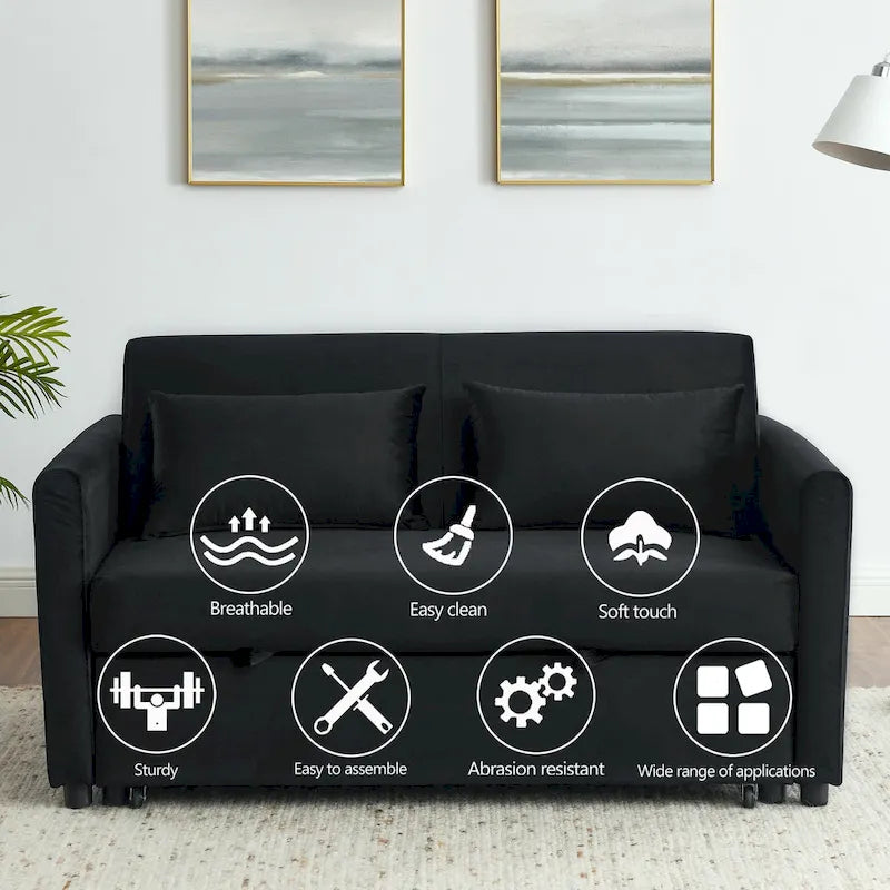 Sofá cama convertible, sofá doble versátil 3 en 1 con cama extraíble