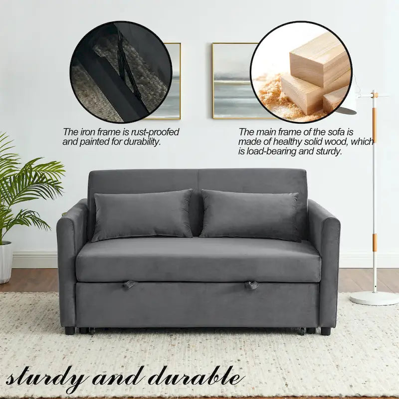Sofá cama convertible, sofá doble versátil 3 en 1 con cama extraíble