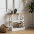 Holz-Konsolentisch mit Ablage und Tablettplatte