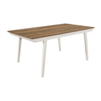 Tavolo da pranzo in acacia naturale e off-white con gambe svasate