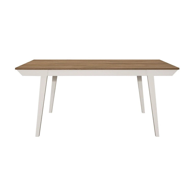 Tavolo da pranzo in acacia naturale e off-white con gambe svasate