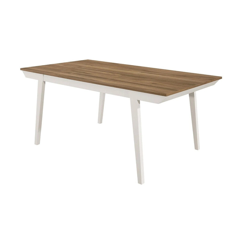 Tavolo da pranzo in acacia naturale e off-white con gambe svasate