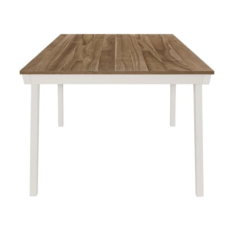 Tavolo da pranzo in acacia naturale e off-white con gambe svasate