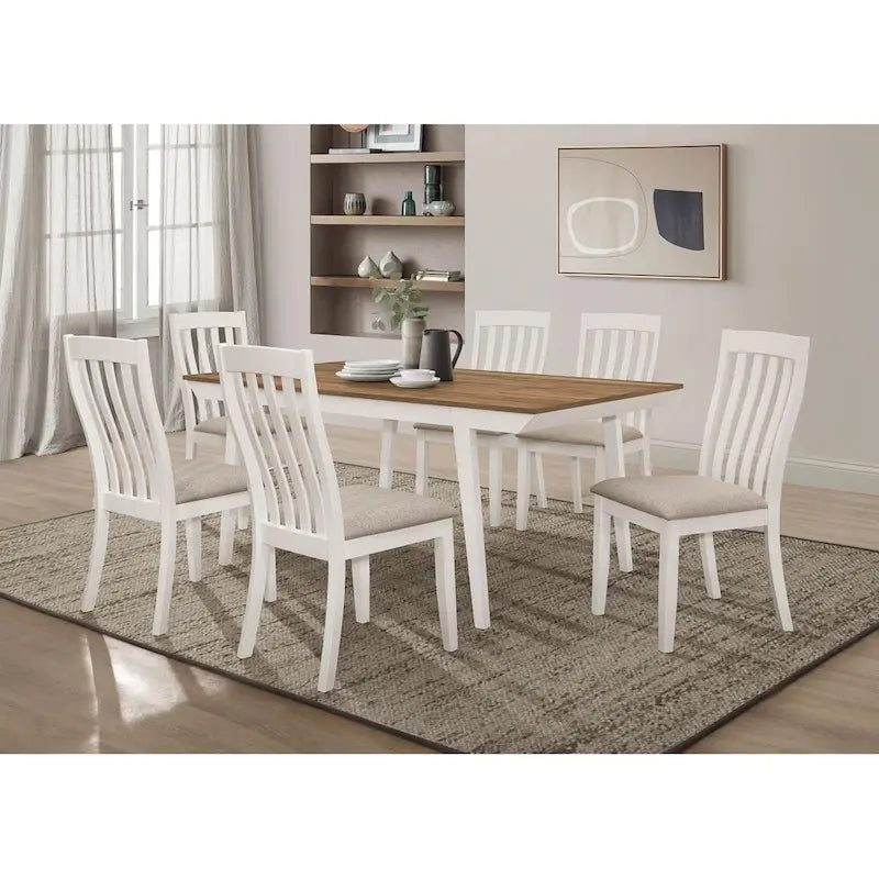 Tavolo da pranzo in acacia naturale e off-white con gambe svasate