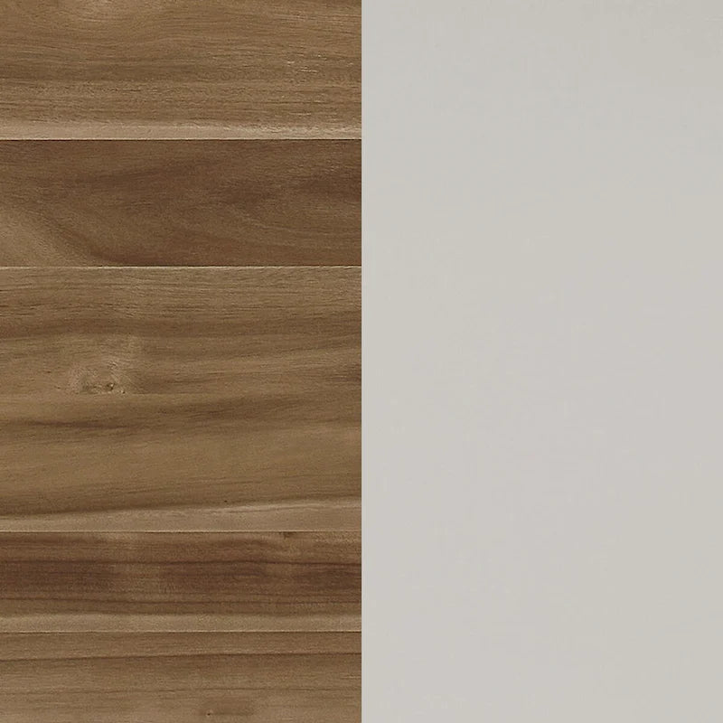 Tavolo da pranzo in acacia naturale e off-white con gambe svasate