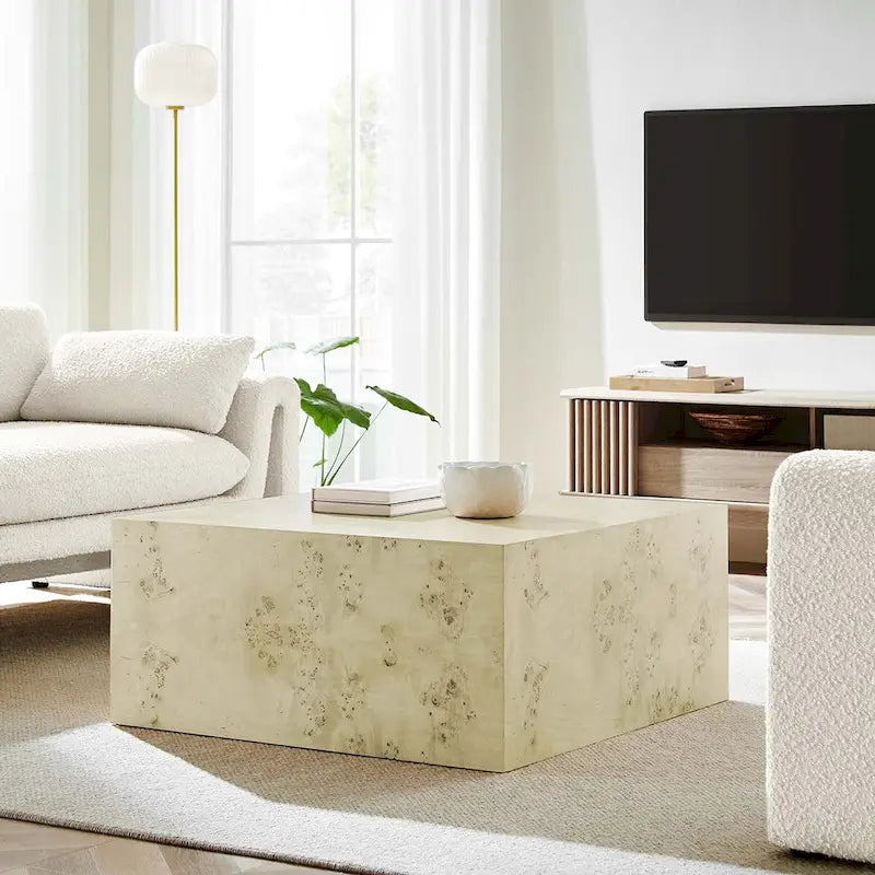 Cosmos 36 Square Burl Wood Coffee Table - N/A
