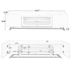 TV-Board mit geriffeltem Glas, Entertainment-Center für Fernseher bis 70 Zoll, TV-Konsole mit Kunstmarmorplatte und goldenem Gestell