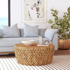 Ronde rotan drum salontafel