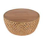 Ronde rotan drum salontafel