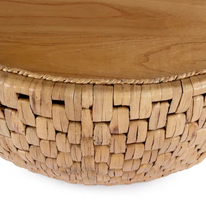 Ronde rotan drum salontafel
