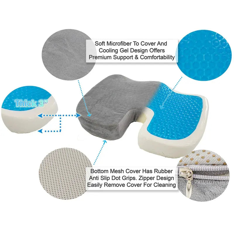 Sitzerhöhung aus Memory-Schaum mit Kühlgel, verbesserter orthopädischer Kontur-Sitzkissen mit Schwanzbeinauflage