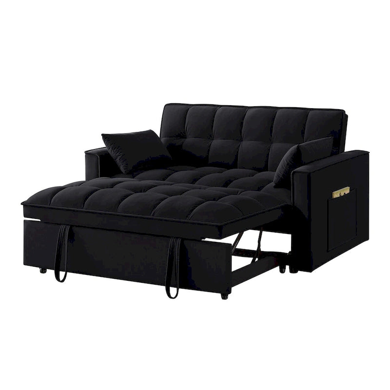 Wielofunkcyjna rozkładana sofa 4 w 1 – dwuosobowa kanapa z regulowanym oparciem i 2 kieszeniami bocznymi