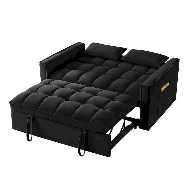 Wielofunkcyjna rozkładana sofa 4 w 1 – dwuosobowa kanapa z regulowanym oparciem i 2 kieszeniami bocznymi