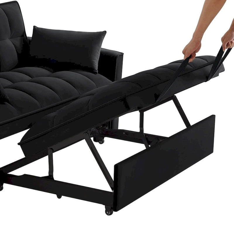 Wielofunkcyjna rozkładana sofa 4 w 1 – dwuosobowa kanapa z regulowanym oparciem i 2 kieszeniami bocznymi