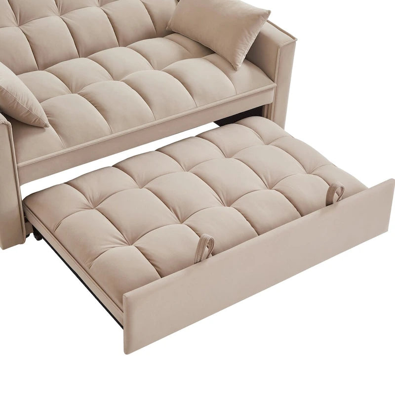 Wielofunkcyjna rozkładana sofa 4 w 1 – dwuosobowa kanapa z regulowanym oparciem i 2 kieszeniami bocznymi
