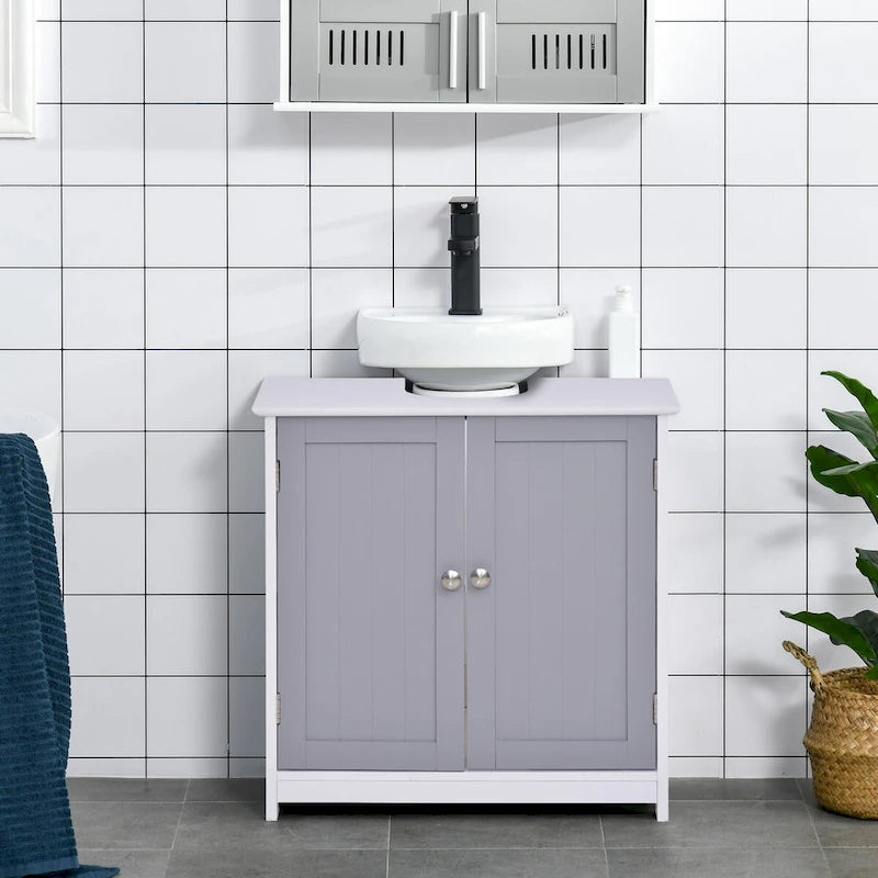 Waschtischunterschrank, Badezimmer-Waschbeckenunterschrank mit U-Ausschnitt und verstellbarem Einlegeboden